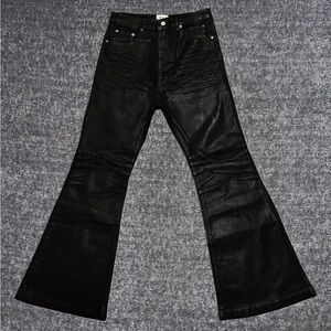 Black Coated Japan Denim Flared Jean / Pants